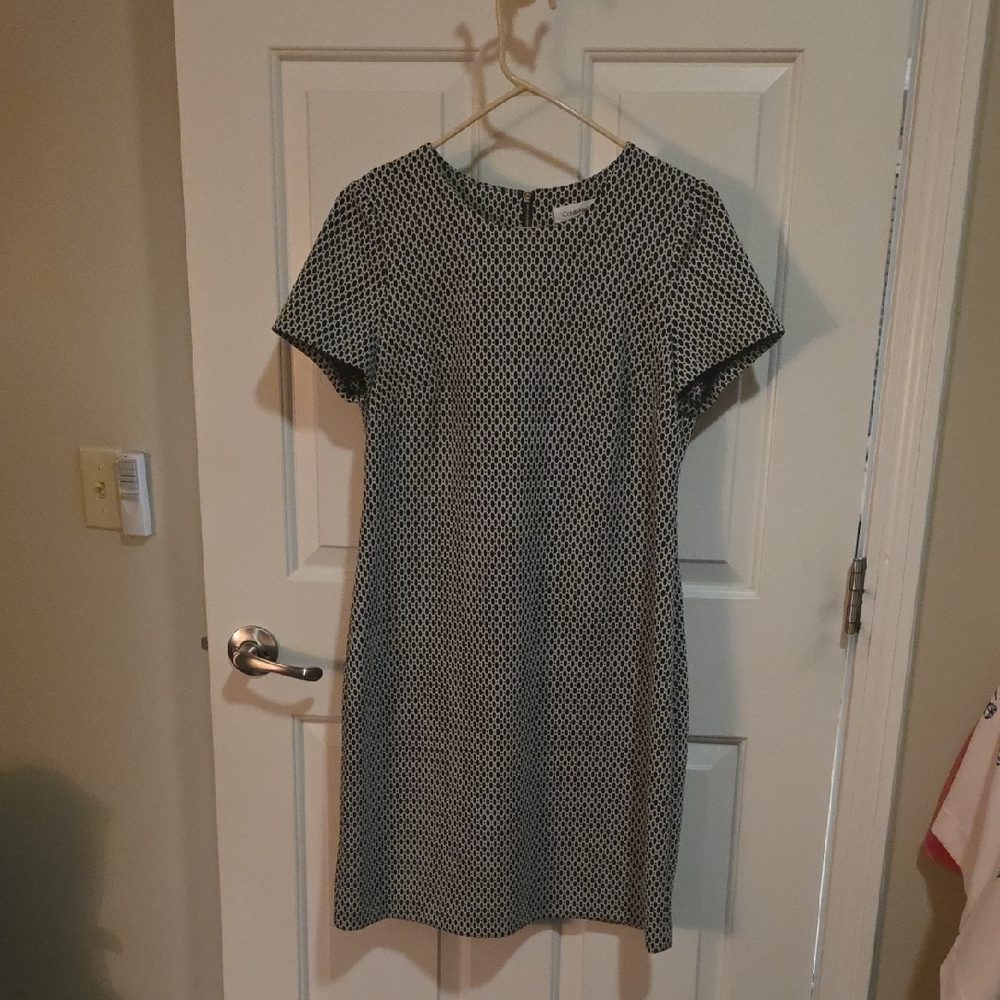 Calvin Klein Black and White Patterned Midi Dress